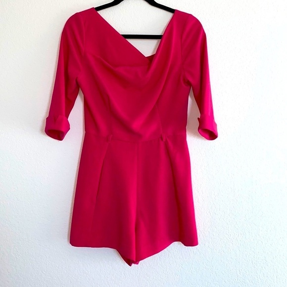 NWT BLACK HALO Pink Jackie O Romper Belted Crepe Playsuit Size 4